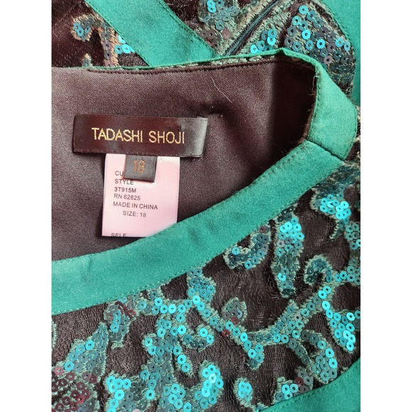 Tadashi Shoji Green Embellished Night Out Dress 18 - Picture 5 of 6